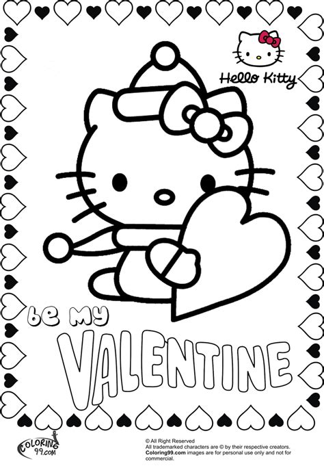hello kitty coloring pages valentine's day